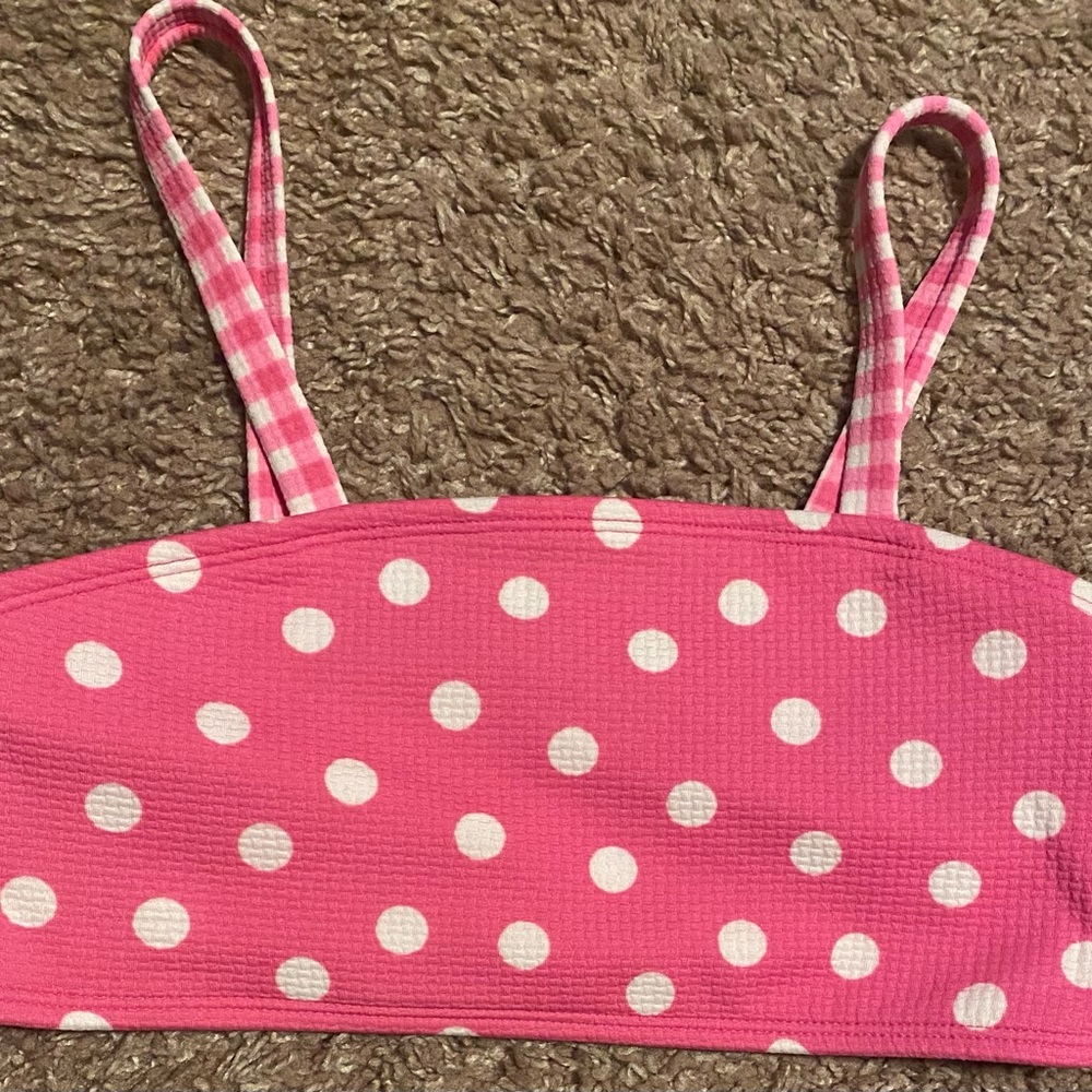 NWT Cat & Jack bikini top.Pink&white polkadots.Can be paired w/many dif.bottoms!